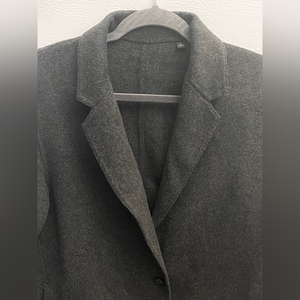 Uniqlo Wool Blend Charcoal Grey Oversized Blazer Coat Small - Picture 4 of 11